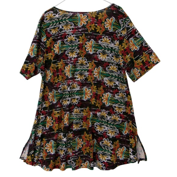 LuLaRoe Gracie Tunic Top Women's 2XL Floral Print Short Sleeve Scoop Neck - Picture 3 of 3